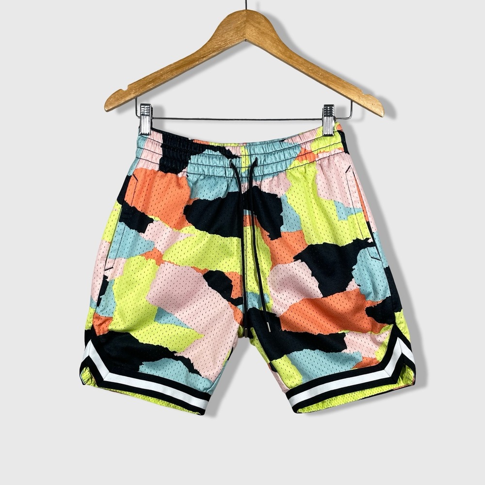 LCKR Basketball Shorts Mens S Multicolor Abstract Camo Streetwear Sporty